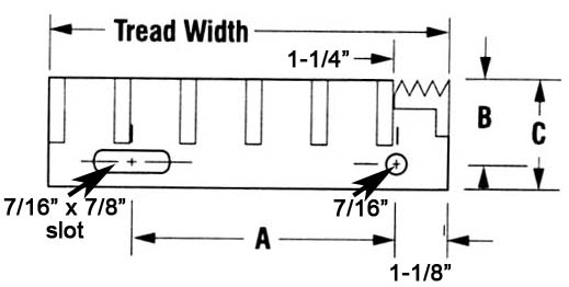 Aluminum I-Bar - Tread Width Design Details